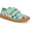 Barefoot plátené topánky Froddo - Canvas Mint mätové kvety