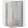 Rea Fargo Gold, sprchový kút s 1-krídlovými dverami 100 (dvere) x 80 (stena) x 195 cm, 6mm číre sklo, zlatý profil, REA-K4907