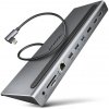 AXAGON HMC-4KX3 USB 5Gbps húb, 3x USB-A, 2x HDMI, DP, RJ-45 GLAN, SD/microSD, audio, PD 100W, kábel USB-C 40cm