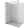 Mexen Kioto+ L, sprchová zástena Walk-In s poličkou a vešiakom 110 x 200 cm, 8mm číre sklo, zlatý matný profil, 800-110-123-55-00
