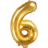 PartyDeco Fóliový balón Mini - Číslo 6 zlatý 35cm