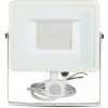 V-TAC 50W LED Reflektor so senzorom - 4000lm - biely - Typ svetla: Denná biela 4000K Typ svetla: Biela 6400K