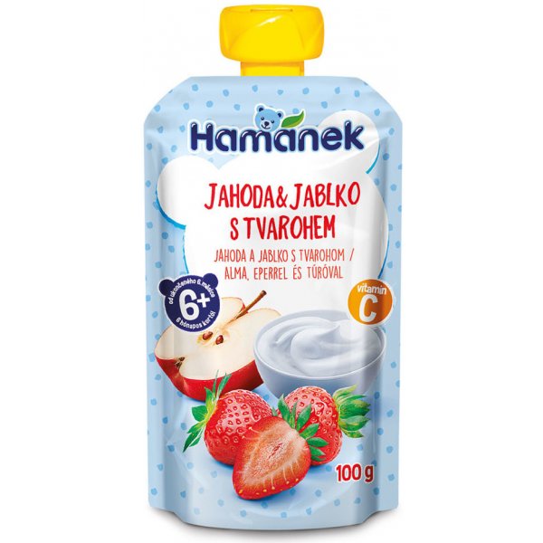 Detský dezert a puding Hamánek Jahoda s tvarohom 100 g