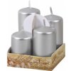 Nohel Garden Sviečky adventné STUPŇOVITÉ metal lesk d4x6/7/8/9cm 4ks