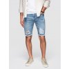 Ombre Men's short denim shorts with rips and holes - light blue svetlomodrá L Ombre 5907064513390