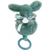 Plyšový zajačik s melódiou Lapin Doudou Music Box Green Doudou et Compagnie v darčekovom balení zelený 20 cm od 0 mes