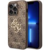 Obal / kryt na Apple iPhone 15 Pro hnedé - Guess PU 4G Metal Logo