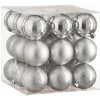 LAALU Súprava 27 ks ozdôb: Ozdoby okrúhle strieborné mix 6 cm