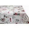Obrus béžový s červenými srdiečkami 90x90 cm MADE IN ITALY