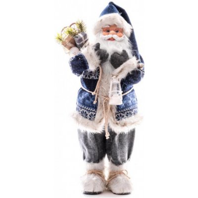 MagicHome Vianočná dekorácia Santa s batohom a lampášom 60 cm