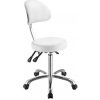 Taburet na kolieskach s opierkou SilverFox 1025B - biely