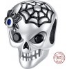 Prívesok Striebro 925 Lebka - čierna pavučina, korálik na halloweenský náramok