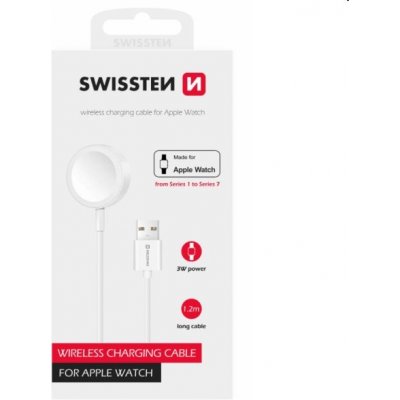 Swissten Nabíjací magnetický kábel pre Apple Watch USB-A 1,2 m, biela