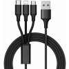 USB kábel 3v1 iPhone, Micro usb, Typ C 1,2m (Univerzálny nabíjací kábel 3v1 s nylonovým opletením pre viac zariadení)