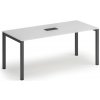 Rokovací stôl PRIMO SQUARE, 180x80 cm, biela + stolná zásuvka TYP VI, čierna