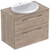 Geberit Selnova Square - Skrinka s umývadlom, 79x50x70 cm, 2 zásuvky, orech hickory 502.874.00.1