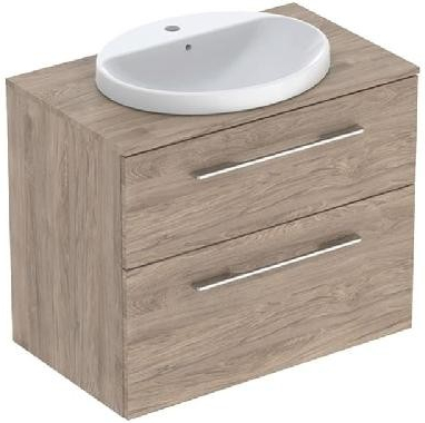 Geberit Selnova Square - Skrinka s umývadlom, 79x50x70 cm, 2 zásuvky, orech hickory 502.874.00.1