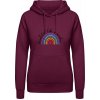 AWDis Hoodie Mikina - Dúha s nápisom - Beautiful like a rainbow - Purpurovočervená - L - Dámske