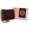 Retiazka Peterson, hnedá pánska kožená peňaženka s tlačeným vzorom RFID 12,5×10 cm