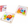 Teddies Skládačka ozubená kolečka dřevo 14ks s předlohami, 512049