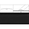 Prechodové lišty narážacie, šírka 4 cm x dĺžka 270 cm – čierny matný, EU-0351 + cena za 1 ks