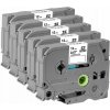 KOMPLET 5 ks pásky pre Brother TZe-231 12 mm TZ-231 biela čierna potlač
