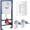 GROHE Rapid SL 3v1 - prvok pre závesné WC, stavebná výška 113 cm + nástenná prípojka + ovládacie tlačidlo Skate Cosmopolitan (alpská biela), 38772SH0