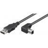 Kábel USB 2.0 A-B M/M 3m, High Speed, čierny, uhľový 90°