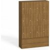 Drevená odkladacia skrinka s úložnými boxami, 12 boxov, 1700 x 1200 x 420 mm, cylindrický zámok, orech