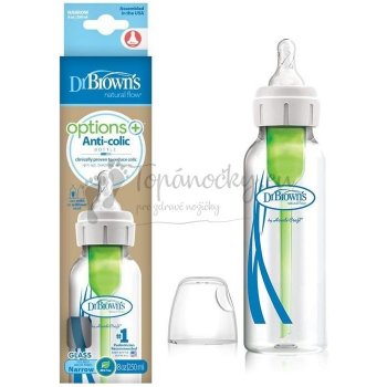 Dr. Brown´s Options+ 250 ml Narrow anticolic plastová biela so silikónovým cumľom level1 1x1 ks