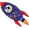Foliový balonek Raketa Happy Birthday 91 cm