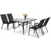 Kovový záhradný nábytok Modena/Bitonto Wood pre 4 osoby Garden Point čierny