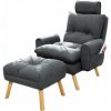 Relaxačné kreslo Boris tmavo sivé s taburetkou