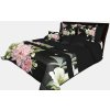 Prešívaný prehoz na posteľ v čiernej farbe s dokonalou potlačou kvetín Šírka: 170 cm | Dĺžka: 210 cm