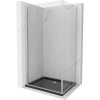 Mexen Pretoria, sprchovací kút 70 (dvere) x 110 (stena) cm, 6mm číre sklo, chrómový profil + čierna sprchová vanička, 852-070-110-01-00-4070