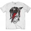 David Bowie Halftone Flash Face White XL Tričko