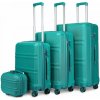 KONO Set 4 cestovných kufrov s horizontálnym dizajnom - ABS - tyrkysová - 10L/44L/66L/96L