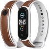 Mijobs TPU kožený remienok pre Xiaomi Mi Band 5 / 6 / 7 hnedo-biely
