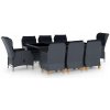 Zostava záhradného nábytku z dreva VidaXL, čierna, 9-dielna