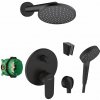 Hansgrohe Sprchový set s batériou pod omietku, s telesom, priemer 20 cm, 2 prúdy, matná čierna SANI21HHH412-HG