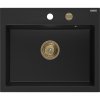 Mexen Oscar, 1-komorový granitový drez 580x490x205 mm, čierna, 6519581000-77-G