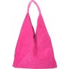 Fuchsia kožená kabelka na rameno v úprave semiš 184 Fuchsia