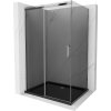 Mexen Omega, sprchový kút s posuvnými dverami 100 (dvere) x 90 (stena) cm, 8mm šedé sklo, chrómový profil + slim sprchová vanička čierna + chrómový sifón, 825-100-090-01-40-4070