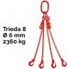 Reťazový záves,oko-4 hák, skracovač, nosnosť 2360/1700 kg, G8-6, Certifikát 2360 / 1700 kg 4 m Červená