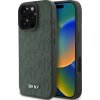 DKNY PU kožený kryt Grid Pattern MagSafe pre iPhone 16 Pro Max zelený (DKHMP16XPSGPHMN)