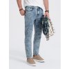 Ombre Men's slim fit denim pants with stitching at the knees - blue modrá S Ombre 5902228897217