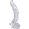 King cock - clear realistic curved penis with balls 16.5 cm transparent