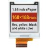 Waveshare 1.64inch square E-Paper (G) raw display, 168 × 168, Red/Yellow/Black/White