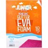JUNIOR Jolly Foam Sticky Glitter, dekoračná pena A4 2mm glitter ružová, samolepiaca (10ks)