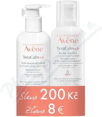 Avene Xeracalm A.D Baume Relipidant balzam 400 ml + vyživujúci umývací olej 400 ml darčeková sada